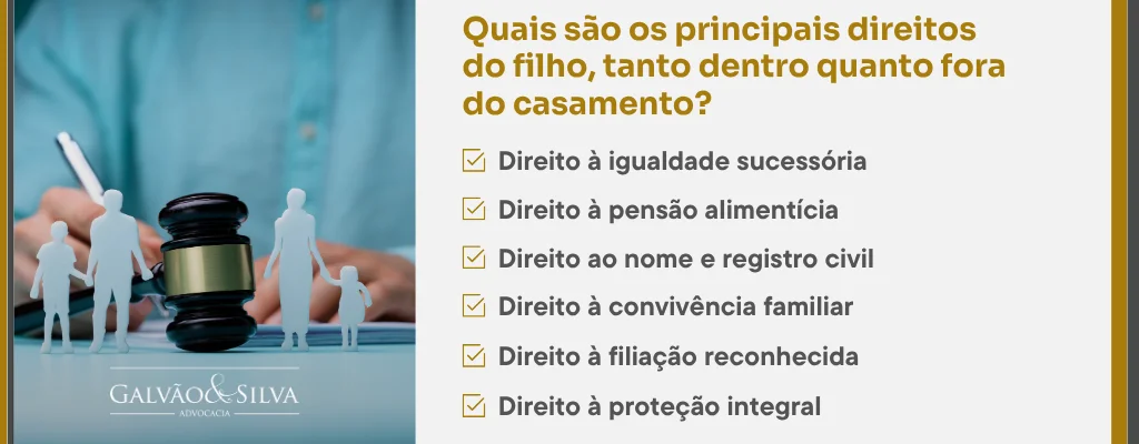 Quais são os principais direitos do filho, tanto dentro quanto fora do casamento