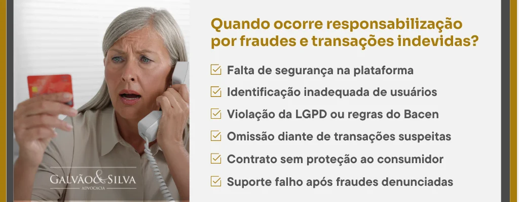 Quando ocorre responsabilização por fraudes e transações indevidas