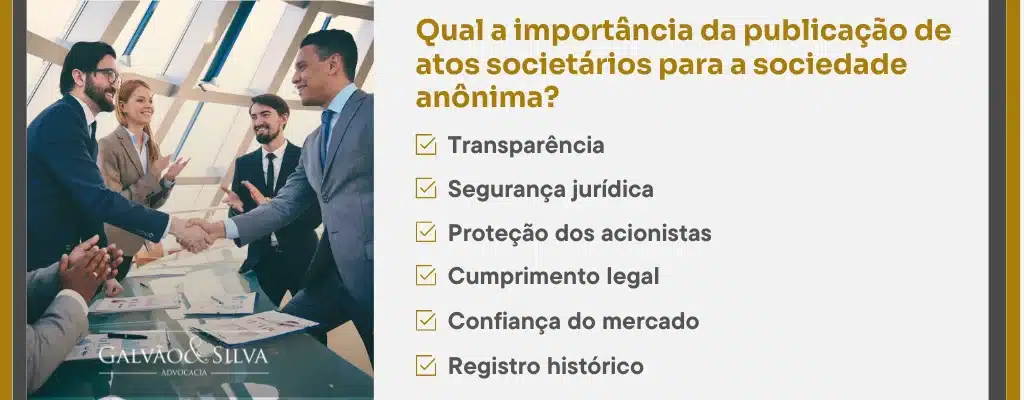 Qual a importância da publicação de atos societários para a sociedade anônima
