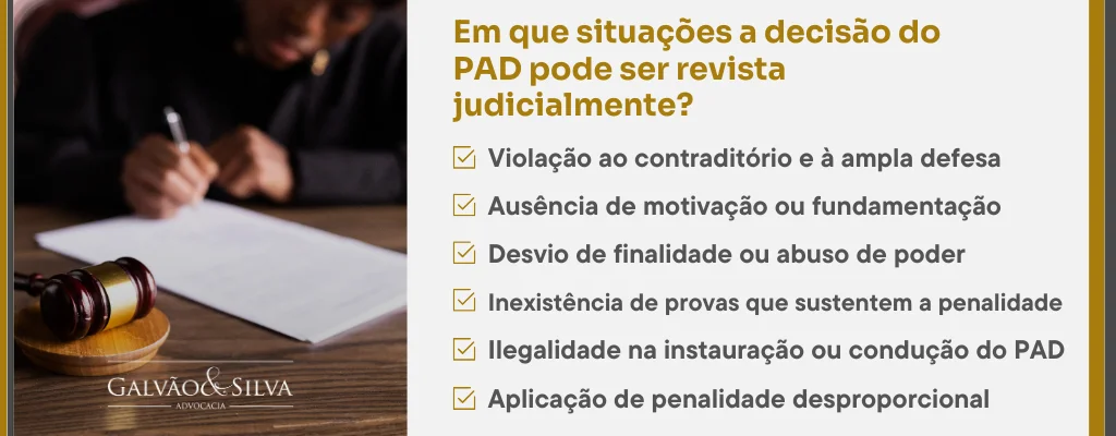 Em que situações a decisão do PAD pode ser revista judicialmente