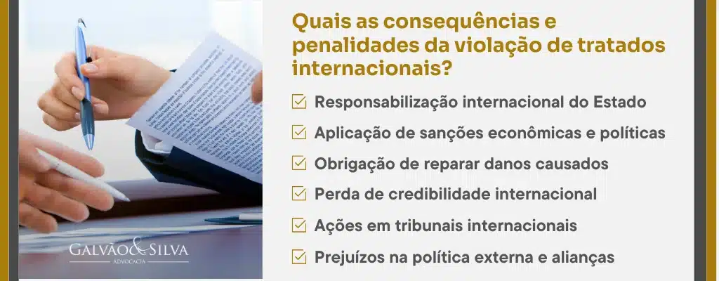 Quais as consequências e penalidades da violação de tratados internacionais