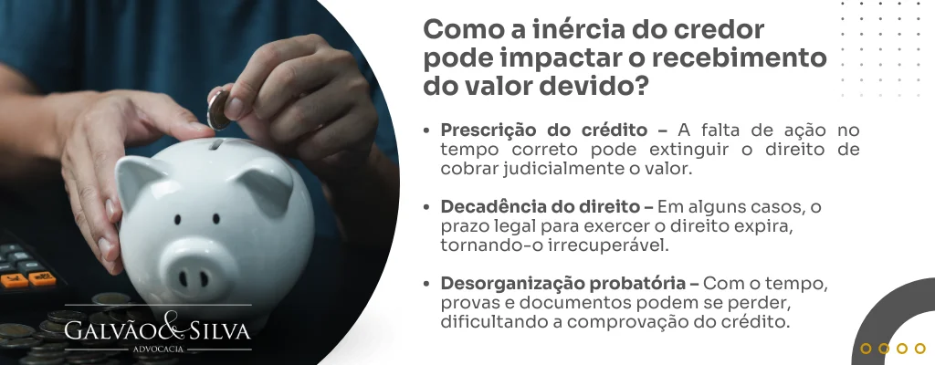 Como a inércia do credor pode impactar o recebimento do valor devido
