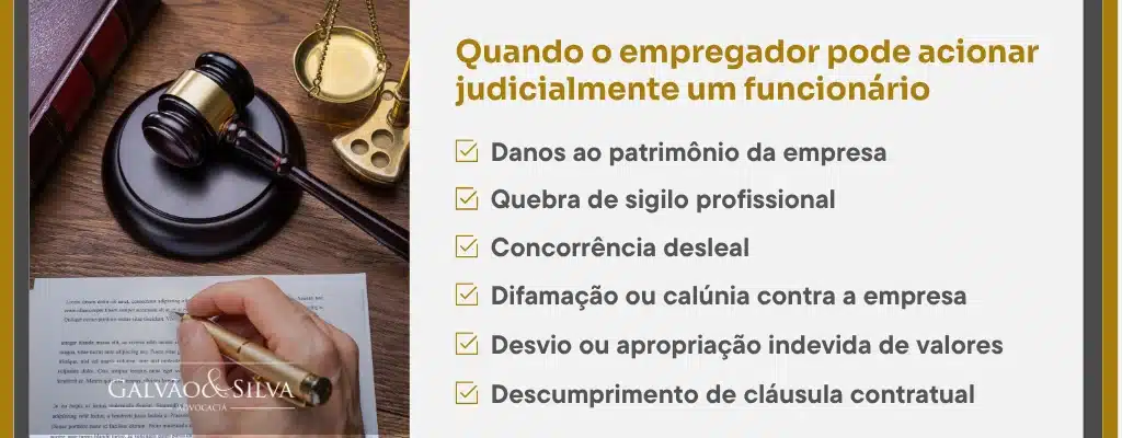 Quando o empregador pode acionar judicialmente um funcionário