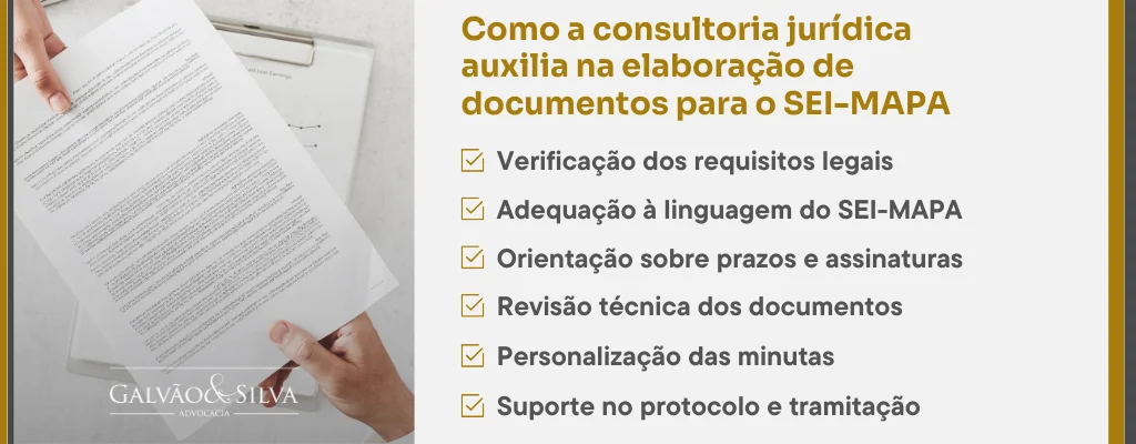 Como a consultoria jurídica auxilia na elaboração de documentos para o SEI-MAPA