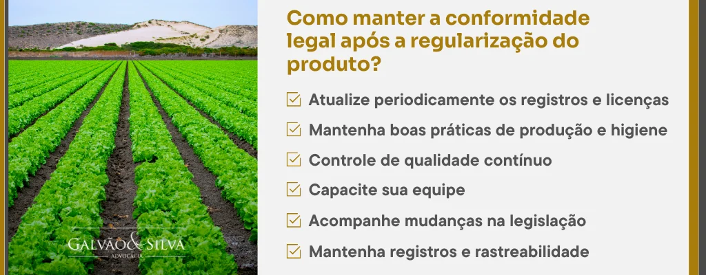 Como manter a conformidade legal após a regularização do produto