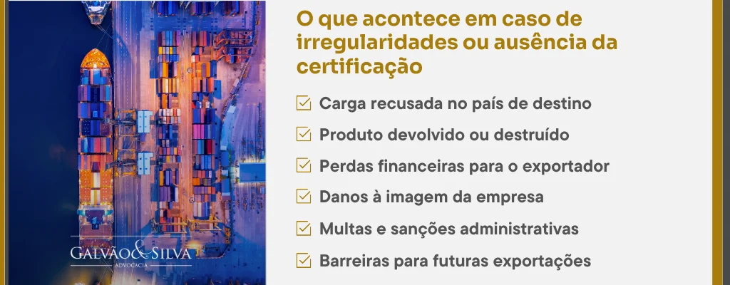 O que acontece em caso de irregularidades ou ausência da certificação