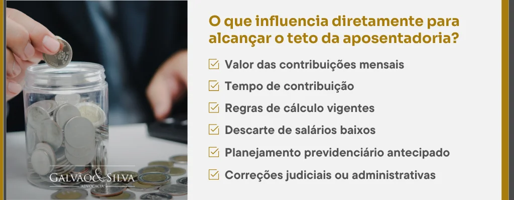 O que influencia diretamente para alcançar o teto da aposentadoria