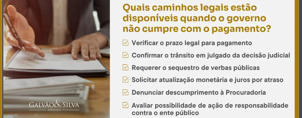 Quais caminhos legais estão disponíveis quando o governo não cumpre com o pagamento