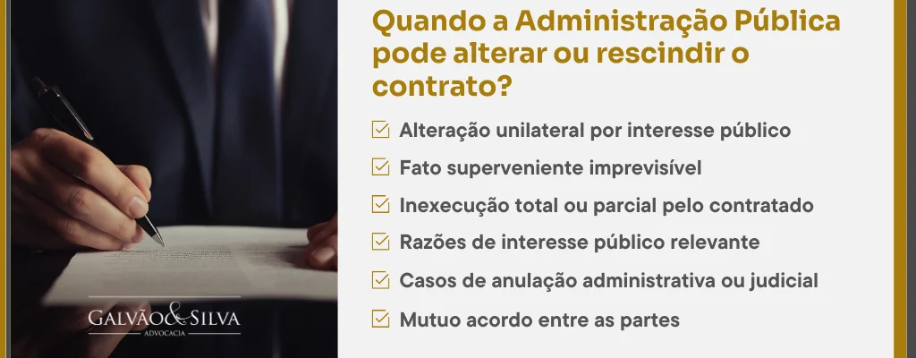 Quando a Administração Pública pode alterar ou rescindir o contrato