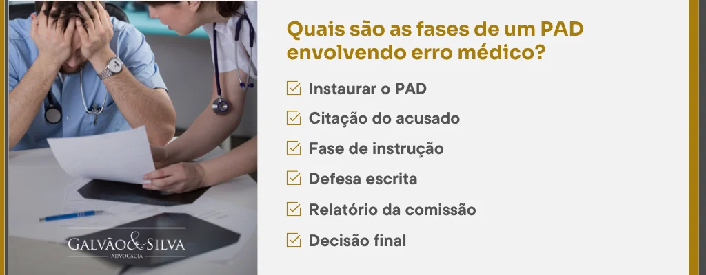 Quais são as fases de um PAD envolvendo erro médico